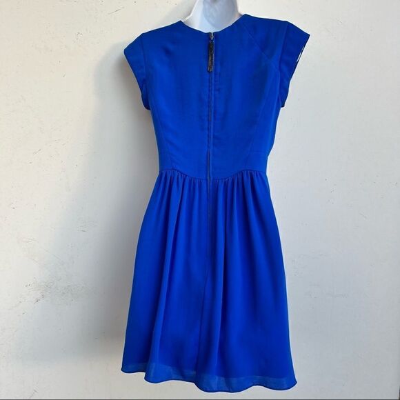 Rebecca Taylor Royal Blue Dodger Blue cap sleeve Dress size 0 - Picture 4 of 7